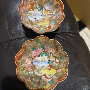 Vintage kutani hand painted nut bowls
