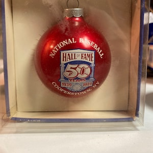 50th anniversary baseball hall of fame 1989 glass ornament