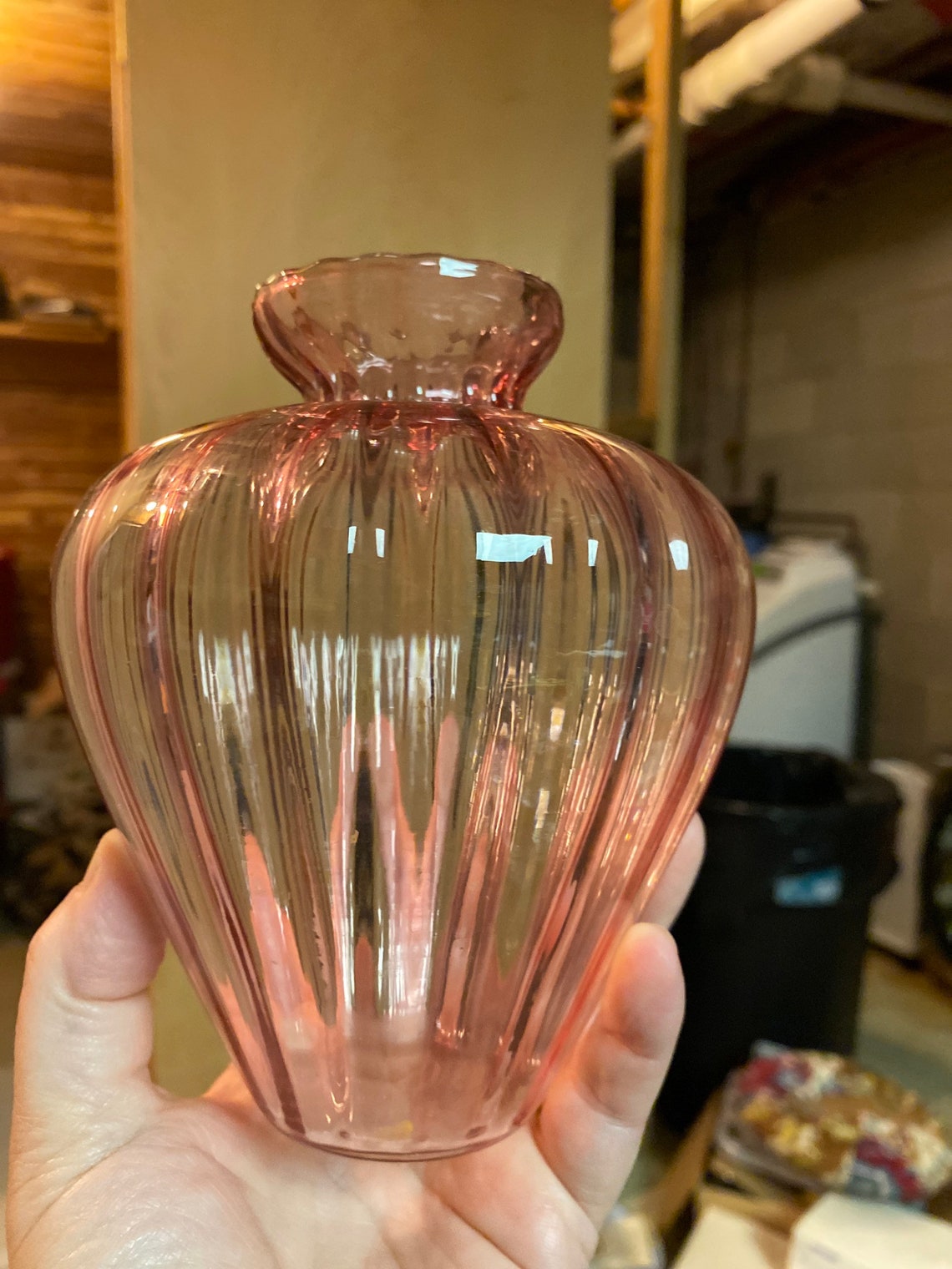 Pilgrim cranberry optic glass vase | Etsy