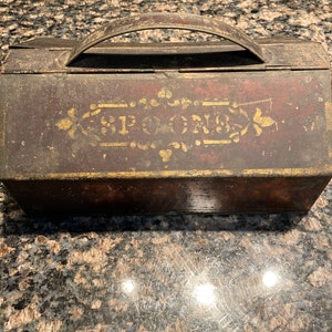 Vintage tin cutlery holder