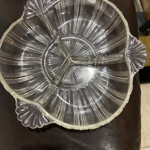 Vintage cut glass divided relish bowl