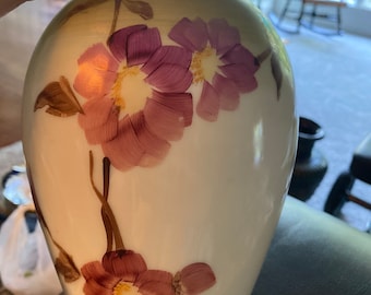 Hand painted white glass vase