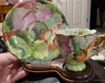Chubu China teacup and saucer in stand