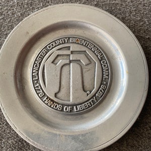 Lancaster county PA bicentennial pewter plate