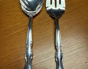 International silver plated spoon and fork serving set