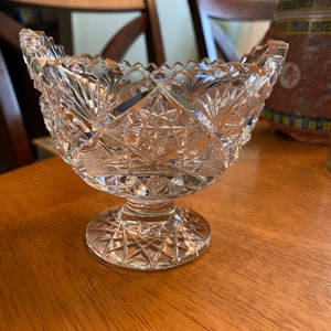 Cut crystal pedestal base bowl.