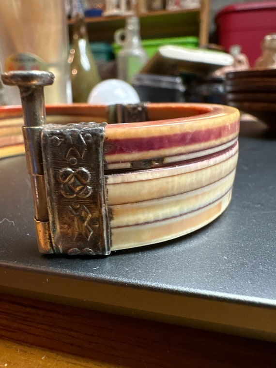 silver and bone bangle bracelet - image 4