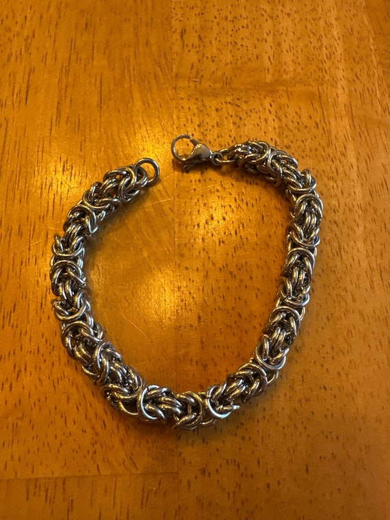 Thick Byzantine stainless steel bracelet