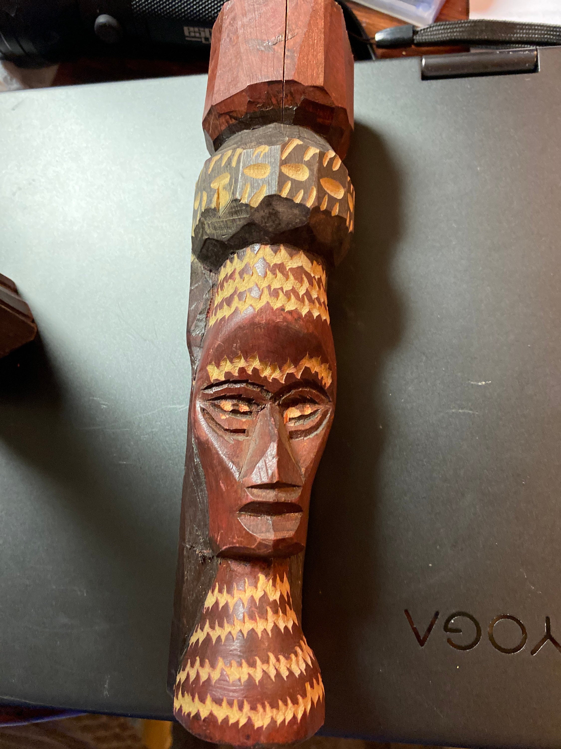 Set of 2 carved wood tikis from Jamaica Etsy