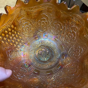 Carnival glass marigold bowl