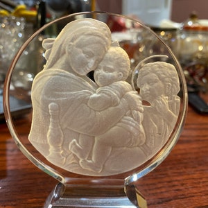 Etched glass paperweight/ decor