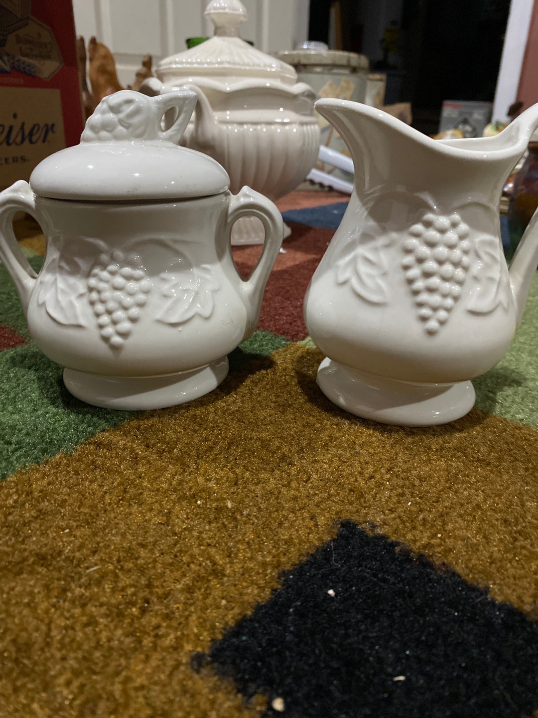 Red Cliff Ironstone Grape Creamer and Sugar Bowl Etsy