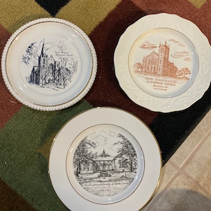 Collection of 10 commemorative plates from churches in Pennsylvania