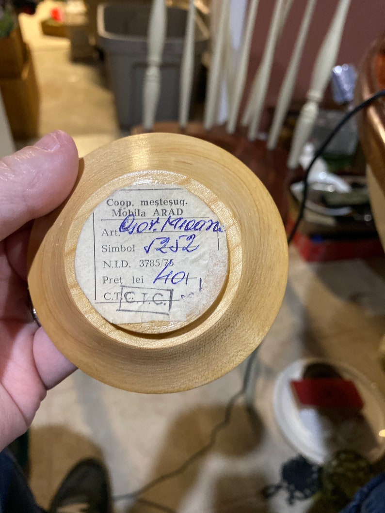 Painted and engraved wood trinket bowl
