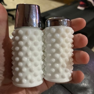 Milk glass hobnail salt pepper shakers
