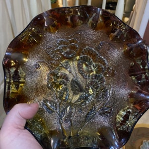 Imperial pansy carnival glass bowl