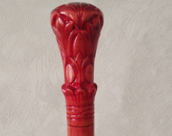 Gesneden houten wandelstok: unieke designer wandelstok