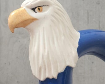 Carved wooden walking cane Eagle United States