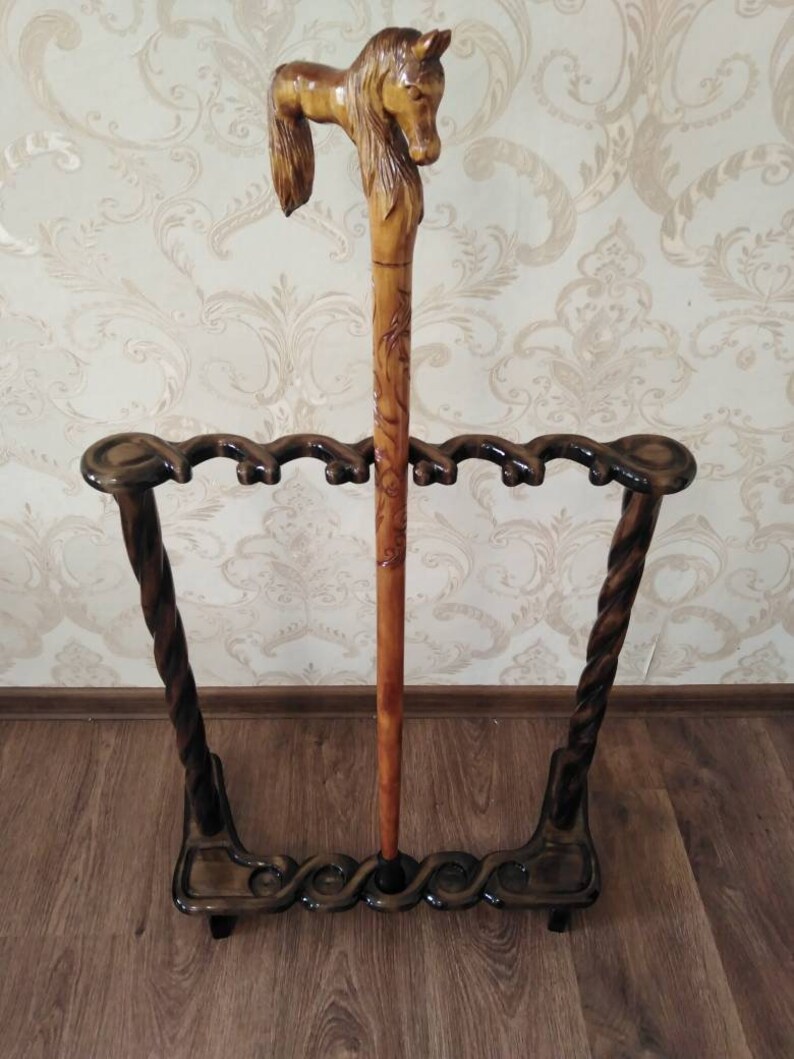 Wooden Carved Cane Stand Holder for Storing Canes Etsy