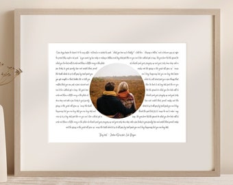 Custom Song Lyrics Photo Print | Personalized Song Lyrics Canvas | Song Lyric Poster | Anniversary Gift | Wedding Song Print | Romantic Gift