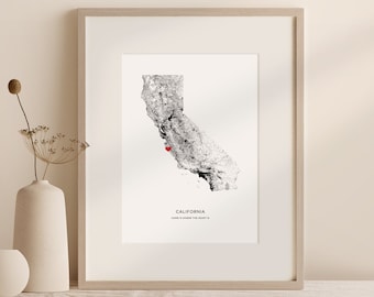Custom State Map Print | Personalized State Map Canvas | Custom US State Map Poster | Modern Map | Minimalist Map Print | Personalized Gift