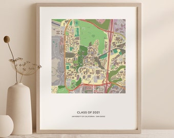 University College Map Print | Personalized University Canvas | Custom University Poster | Personalized Graduation Gift | Any School Map