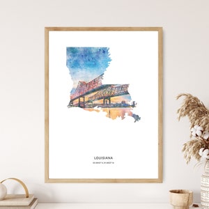 Louisiana Print | Louisiana Watercolor Print | Louisiana Canvas | Louisiana Poster | Louisiana Map Art | Map of Louisiana