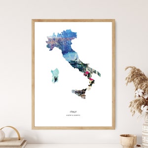 Italy Print | Italy Watercolor Print | Italy Canvas | Italy Poster | Italy Map Art | Map of Italy