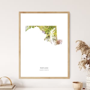 Maryland Print | Maryland Watercolor Print | Maryland Canvas | Maryland Poster | Maryland Map Art | Map of Maryland