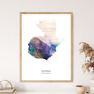 Guatemala Print / Guatemala Acuarela / Guatemala Canvas / Guatemala Poster / Guatemala Map Art / Mapa de Guatemala