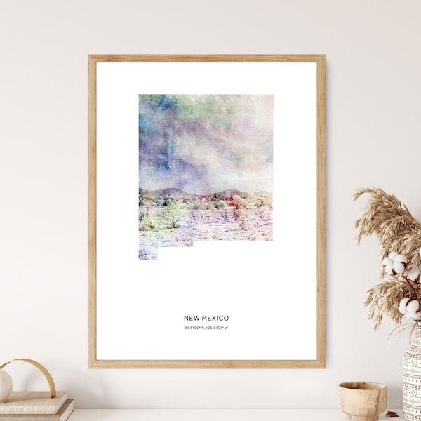 New Mexico Print | New Mexico Watercolor Print | New Mexico Canvas | New Mexico Poster | New Mexico Map Art | Map of New Mexico