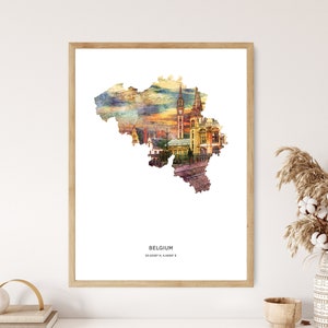 Belgium Print | Belgium Watercolor Print | Belgium Canvas | Belgium Poster | Belgium Map Art | Map of Belgium