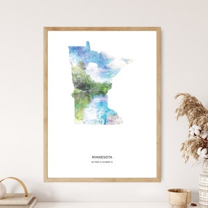 Minnesota Print | Minnesota Watercolor Print | Minnesota Canvas | Minnesota Poster | Minnesota Map Art | Map of Minnesota