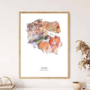 Pologne Imprimer | Pologne Aquarelle Print | Pologne Canvas | Pologne Poster | Pologne Carte Art | Carte de la Pologne