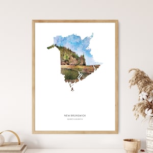 Nouveau-Brunswick Print | | aquarelle du Nouveau-Brunswick Nouveau-Brunswick Canvas | Affiche du Nouveau-Brunswick | Carte du Nouveau-Brunswick Art | Carte du Nouveau-Brunswick