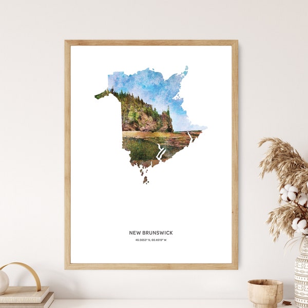 New Brunswick Print | New Brunswick Watercolor | New Brunswick Canvas | New Brunswick Poster | New Brunswick Map Art | Map of New Brunswick