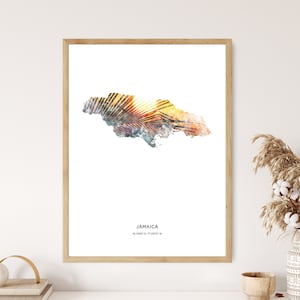Jamaïque Imprimer | Jamaica Aquarelle Print | Jamaica Canvas | Jamaïque Poster | Jamaïque Carte Art | Carte de la Jamaïque
