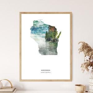 Wisconsin Print | Wisconsin Watercolor Print | Wisconsin Canvas | Wisconsin Poster | Wisconsin Map Art | Map of Wisconsin