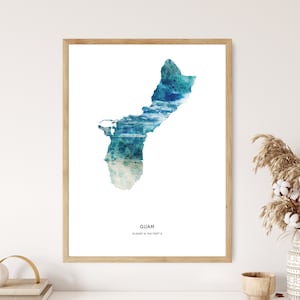 Guam Print | Guam Watercolor Print | Guam Canvas | Guam Poster | Guam Map Art | Map of Guam