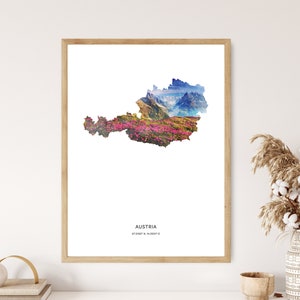 Austria Print | Austria Watercolor Print | Austria Canvas | Austria Poster | Austria Map Art | Map of Austria