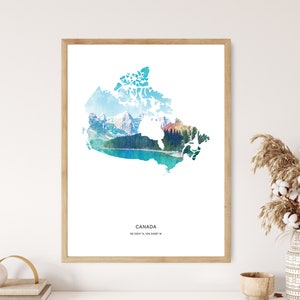 Canada Print | | d’impression aquarelle du Canada Canada Canvas | Canada Affiche | Carte du Canada Art | Carte du Canada