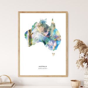 Australia Print | Australia Watercolor Print | Australia Canvas | Australia Poster | Australia Map Art | Map of Australia