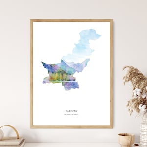 Pakistan Print | Pakistan Watercolor Print | Pakistan Canvas | Pakistan Poster | Pakistan Map Art | Map of Pakistan