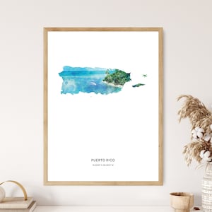 Puerto Rico Print | Puerto Rico Watercolor Print | Puerto Rico Canvas | Puerto Rico Poster | Puerto Rico Map Art | Map of Puerto Rico