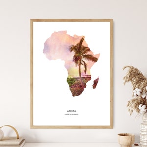 Africa Print | Africa Watercolor Print | Africa Canvas | Africa Poster | Africa Map Art | Map of Africa