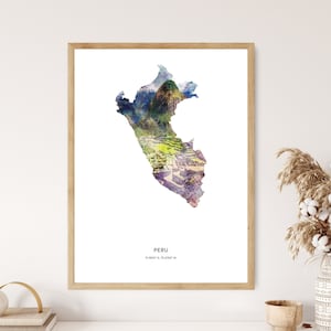 Peru Print | Peru Watercolor Print | Peru Canvas | Peru Poster | Peru Map Art | Map of Peru