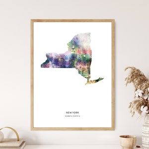 New York Print | | d’impression à l’aquarelle de New York New York Canvas | New York Poster | New York Map Art | Carte de New York