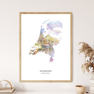 Pays-Bas Imprimer | Pays-Bas Aquarelle | Pays-Bas Canvas | Pays-Bas Poster | Pays-Bas Carte Art | Carte des Pays-Bas