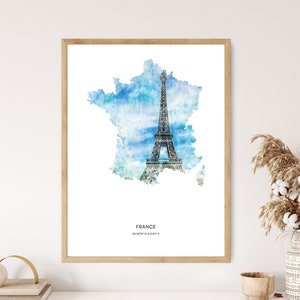 France Imprimer | France Aquarelle | France Canvas | France Poster | France Carte Art | Carte de France