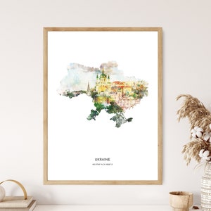 Ukraine Print | Ukraine Watercolor Print | Ukraine Canvas | Ukraine Poster | Ukraine Map Art | Map of Ukraine